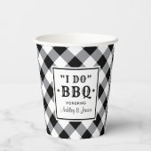 Rustic Black I Do BBQ Custom Wedding Monogram Papieren Bekers (Achterkant)