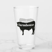 Rustic Black Koe Silhouette Farmhouse Glas (Achterkant)