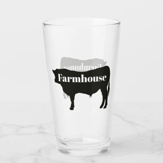 Rustic Black Koe Silhouette Farmhouse Glas (Achterkant)