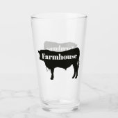 Rustic Black Koe Silhouette Farmhouse Glas (Voorkant)