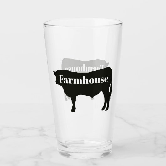 Rustic Black Koe Silhouette Farmhouse Glas (Voorkant)