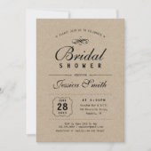 Rustic Black & Kraft | Elegante Bruiloftsborrel Kaart (Voorkant)