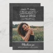 Rustic Black Krijtbord 2025 Afstuderen Fotofeest Kaart (Voorkant / Achterkant)