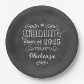 Rustic Black Krijtbord Custom 2025 Afstuderen Naam Papieren Bordje (Voorkant)