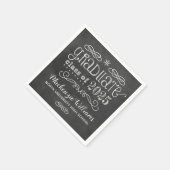 Rustic Black Krijtbord Custom 2025 Afstuderen Naam Servet (Hoek)