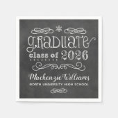 Rustic Black Krijtbord Custom 2025 Afstuderen Naam Servet (Voorkant)