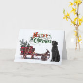 Rustic Black Lab Kerstmis Kaart (Gele Bloem)