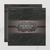 Rustic Black Leather Bar Mitzvah Kaart (Voorkant / Achterkant)