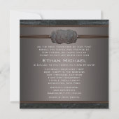 Rustic Black Leather Bar Mitzvah Kaart (Achterkant)