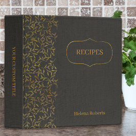 Rustic Black Linen Elegant Gold Leaf Recipe 1 1/2" Multomap