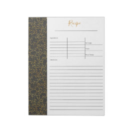 Rustic Black Linen Gold Leaf Blank Recipe Notitieblok