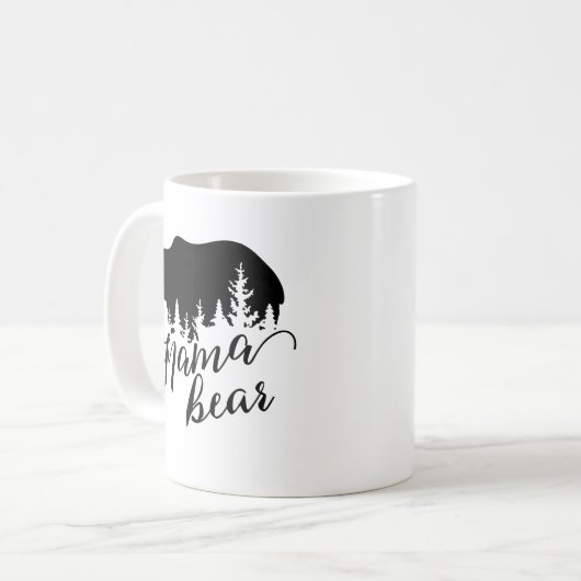 Rustic Black Mama Beer & Evergreen Trees Koffiemok (Voorkant links)
