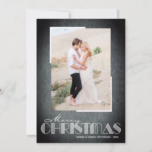 Rustic Black Merry-kerstfoto Feestdagenkaart (Voorkant)