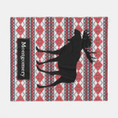Rustic Black Moose Fair Isle Pattern Fleece Deken (Voorkant (Horizontaal))