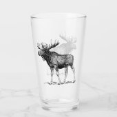Rustic Black Moose Illustratie Glas (Achterkant)