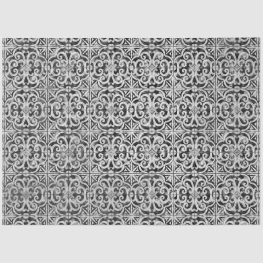 Rustic Black n White Farmhouse Tegel ontkoppeling Tissuepapier (Voorkant)