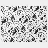 Rustic Black Owl Beer Deer Fox Woodland Pattern Fleece Deken (Voorkant (Horizontaal))