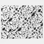 Rustic Black Owl Beer Deer Fox Woodland Pattern Fleece Deken (Voorkant (Horizontaal))