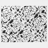 Rustic Black Owl Beer Deer Fox Woodland Pattern Fleece Deken (Voorkant (Horizontaal))