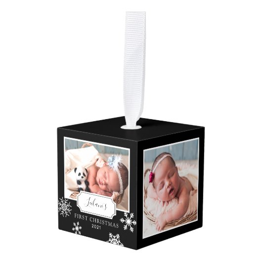 Rustic Black Photo Collage Snow Decoratie (Voorkant hoekig)