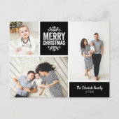 Rustic Black Prettig Kerst 3 Foto Collage Feestdagenkaart (Voorkant)