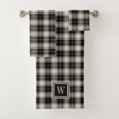 Rustic Black Pset Pattern met Monogram Bad Handdoek (Insitu)