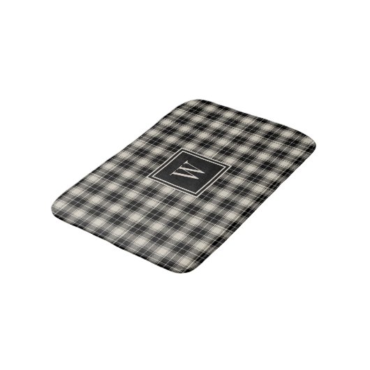 Rustic Black Pset Pattern met Monogram Badmat (Gekanteld)