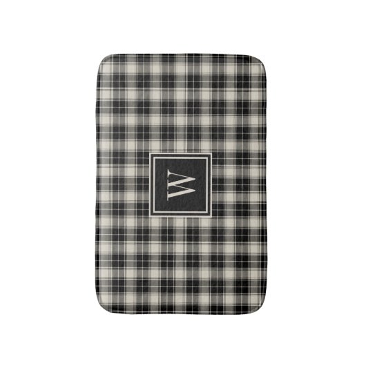 Rustic Black Pset Pattern met Monogram Badmat (Voorkant Verticaal)