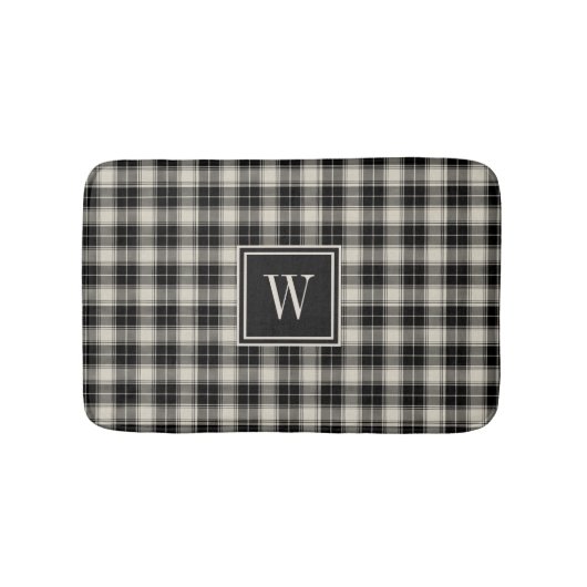 Rustic Black Pset Pattern met Monogram Badmat (Voorkant)