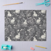 Rustic Black Rabbit Botanical Toile Patroon Tissuepapier (Craft)