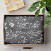 Rustic Black Rabbit Botanical Toile Patroon Tissuepapier (Geschenk)