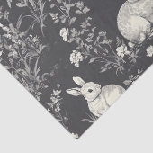 Rustic Black Rabbit Botanical Toile Patroon Tissuepapier (Detail)