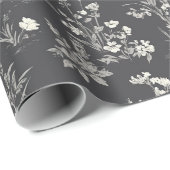 Rustic Black Rabbit Botanicale Toile-patroon Cadeaupapier (Rol Hoek)