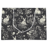 Rustic Black Rabbit Botanicale Toile-patroon Groot Cadeauzakje (Voorkant)