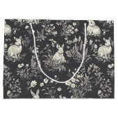 Rustic Black Rabbit Botanicale Toile-patroon Groot Cadeauzakje (Achterkant)