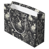 Rustic Black Rabbit Botanicale Toile-patroon Groot Cadeauzakje (Achterkant Gekanteld)