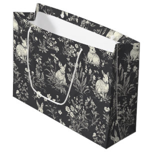Rustic Black Rabbit Botanicale Toile-patroon Groot Cadeauzakje