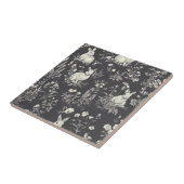 Rustic Black Rabbit Botanische Toile Patroon Tegeltje (Zijkant)