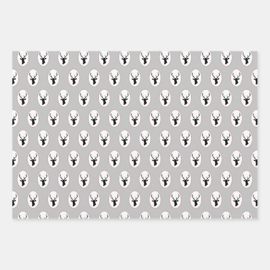 Rustic Black Reindeer met Black en White Tartan Inpakpapier Vel (Voorkant)