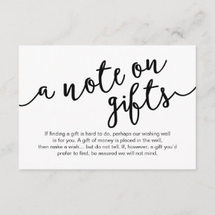 Rustic Black Script, een notitie over geschenken Informatiekaartje