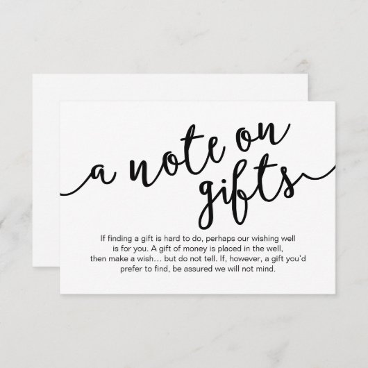 Rustic Black Script, een notitie over geschenken Informatiekaartje (Voorkant / Achterkant)