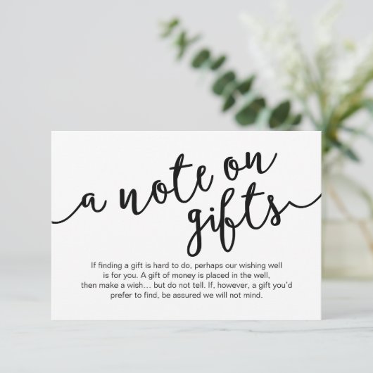 Rustic Black Script, een notitie over geschenken Informatiekaartje (Staand voorkant)