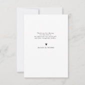 Rustic Black Script Hart Nieuwgehuwden Trouwfoto Bedankkaart (Achterkant)