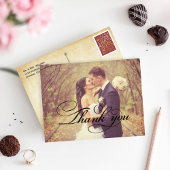  Rustic Black Script Weduwfoto Bedankkaart