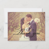 Rustic Black Script Weduwfoto Bedankkaart (Voorkant)