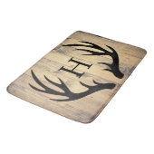 Rustic Black Silhouetted Deer Antlers Barn Wood Badmat (Gekanteld)
