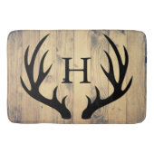 Rustic Black Silhouetted Deer Antlers Barn Wood Badmat (Voorkant)