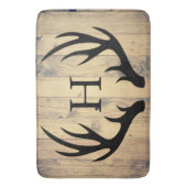 Rustic Black Silhouetted Deer Antlers Barn Wood Badmat (Voorkant Verticaal)