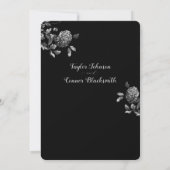 Rustic Black Silver Floral Calligraphy Wedding Kaart (Achterkant)