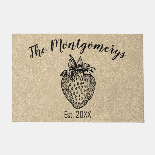 Rustic Black Strawberry - Aangepaste naam welkom Deurmat (Voorkant)